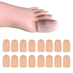 16 Pieces Gel Toe Caps for Big Toe, Breathable Silicone Toe Protector, Toe Covers Sleeves with Holes, Protect Toe from Rubbing, 