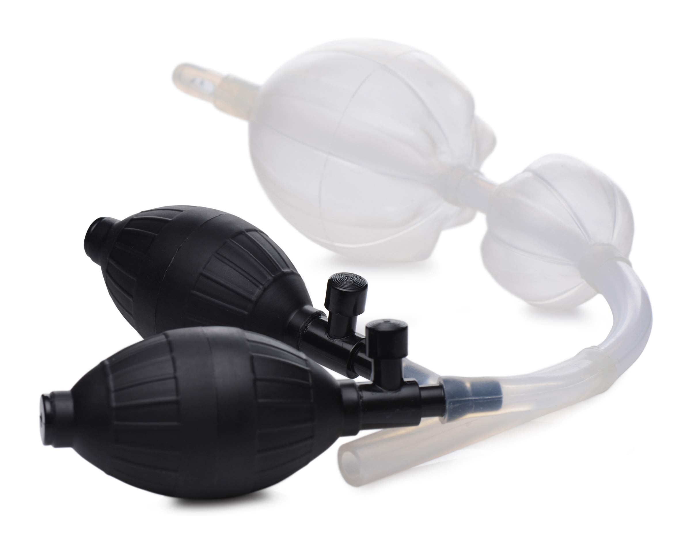 Cleanstream Inflatable Double Bulb Enema System, Premium Silicone, Water Bottle Cleansing Kit, in-Line Accelerator Bulb, Clear,