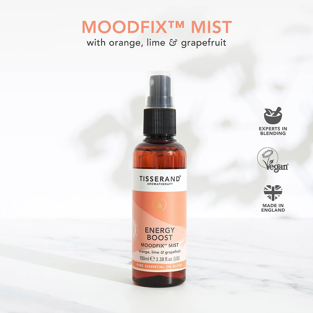 Tisserand Aromatherapy ,Energy Boost Moodfix Mist,Essential Oil Spray with Orange Lime and Grapefruit,100% Natural Pure Essentia