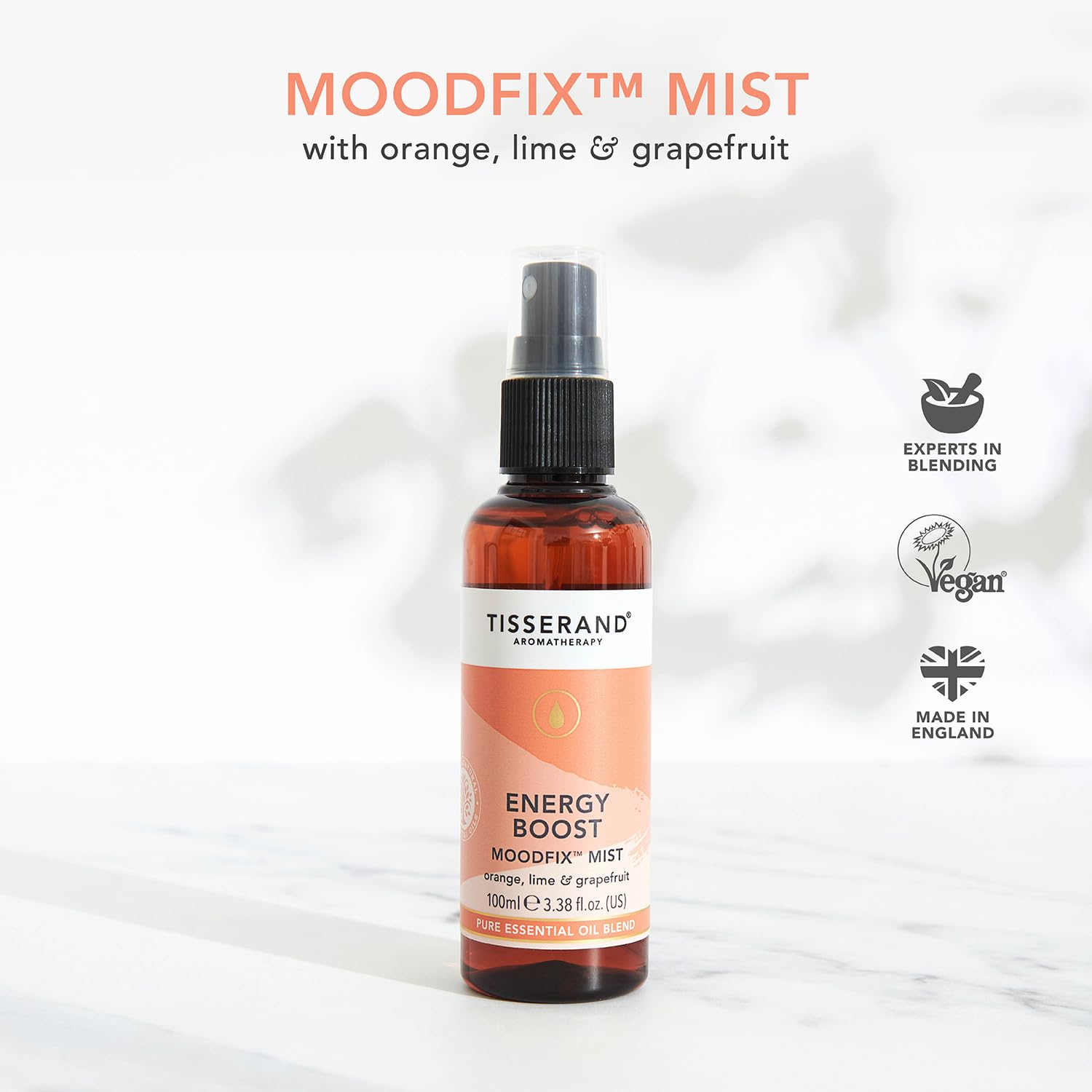Tisserand Aromatherapy ,Energy Boost Moodfix Mist,Essential Oil Spray with Orange Lime and Grapefruit,100% Natural Pure Essentia