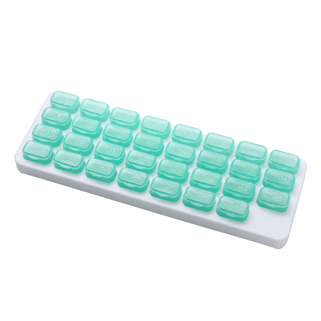 UHZBTEC Monthly 31 compartments Pill Organizer Day Pill Organizer for Medicine Vitamin Holder Container (Green)