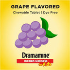 Dramamine Motion Sickness Relief for Kids, Grape Flavor,8 Count (Pack of 2)