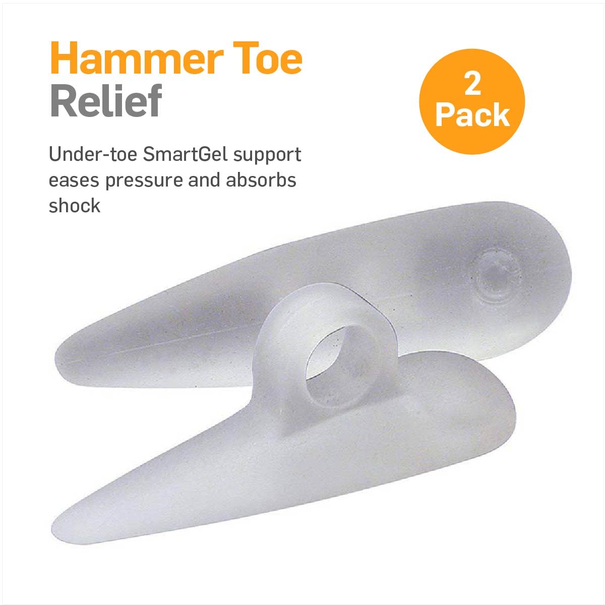 NatraCure Gel Hammer Toe Crest Pads (Left/Right) - 1 Pair - (Toe Straightening Cushion, For Mallet Toes and Overlapping Toes) -