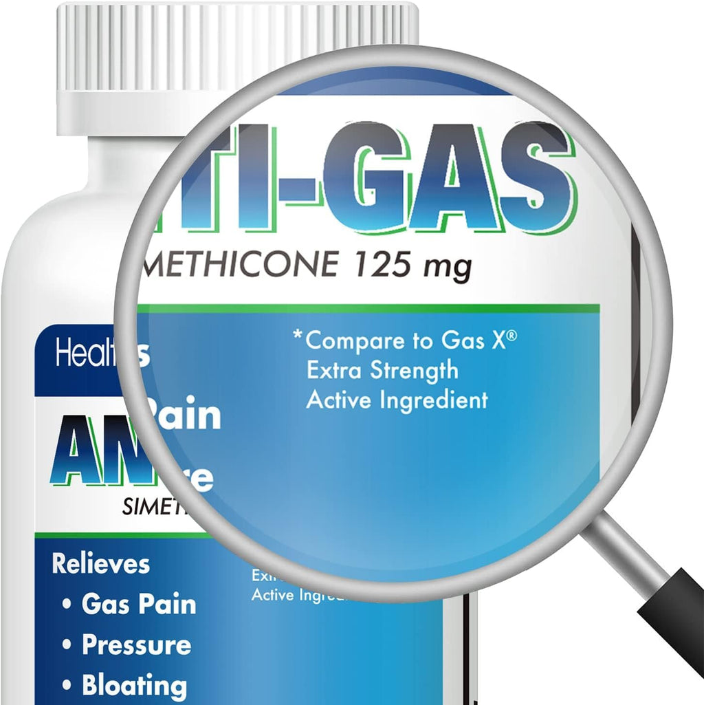 HealthA2Z Gas Relief Simethicone | 125mg | Relieves from Stomach Discomfort and Gas | Anti Flatulence | Relieves Gas Fast and Bl