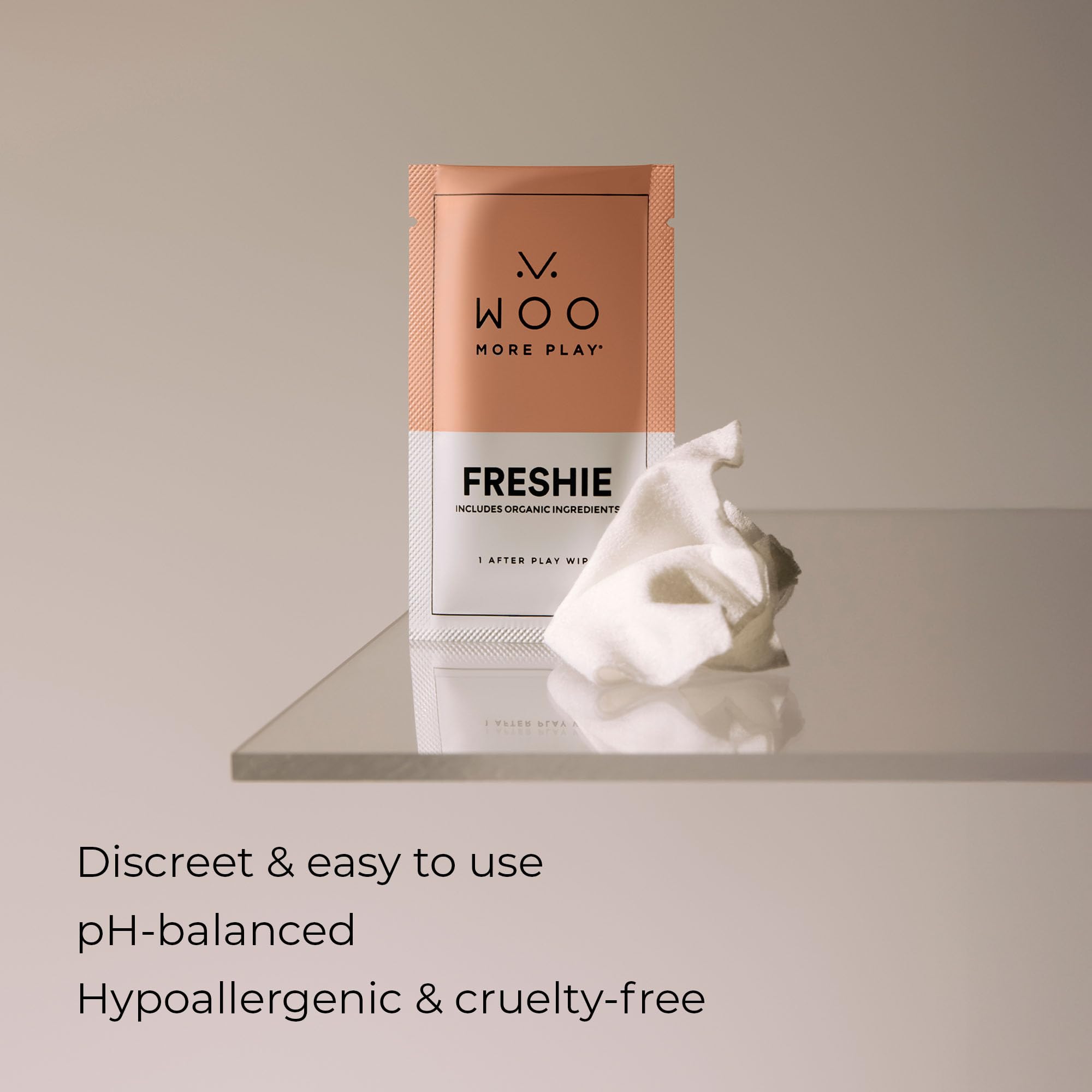 Woo More Play Freshies: All-Natural Feminine Intimacy Towelette Wipes with Coconut Oil and Aloe Vera, Promotes Feminine Health &