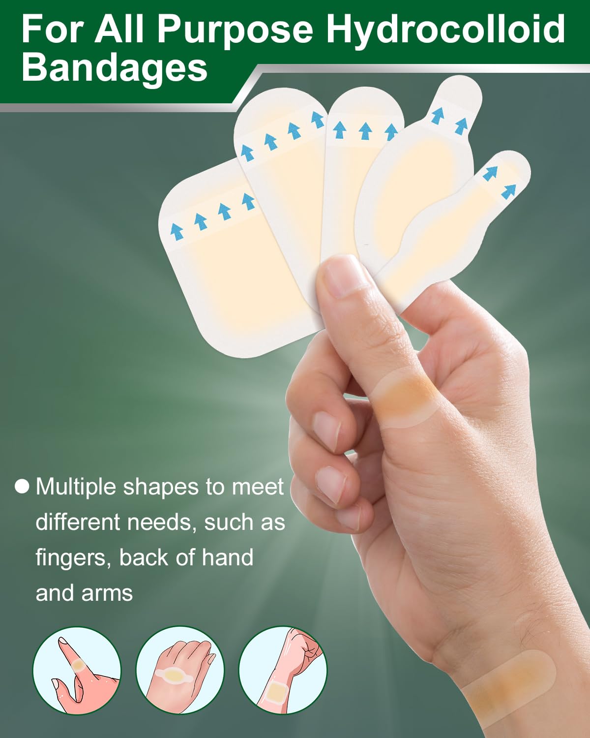 MYMULIKE Blister Bandages, 33 Count Hydrocolloid Blister Pads for Feet, Fingertip, Hand, Heel, Toe with Invisible Gel Cushions f