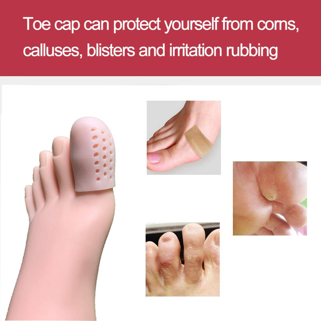16 Pieces Gel Toe Caps for Big Toe, Breathable Silicone Toe Protector, Toe Covers Sleeves with Holes, Protect Toe from Rubbing,