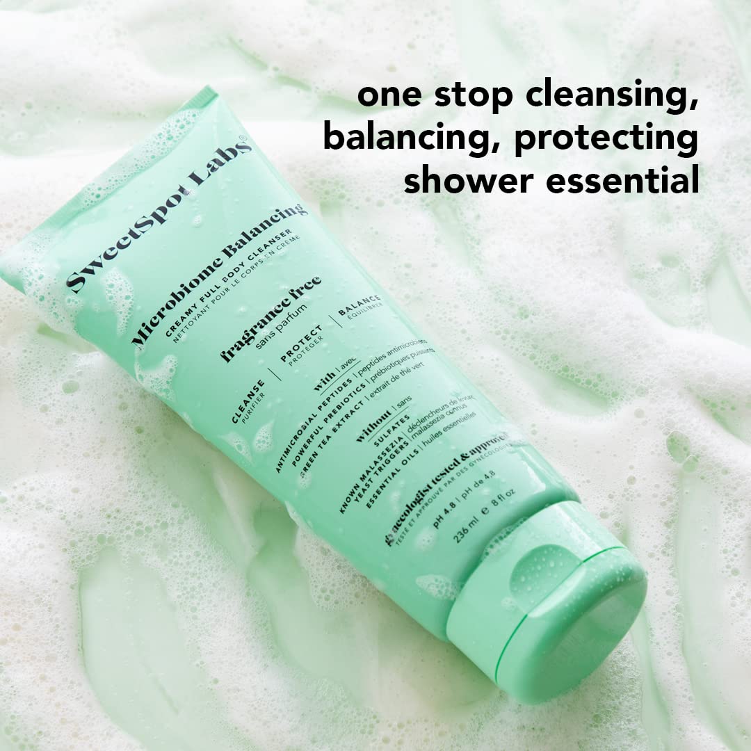 SweetSpot Labs Microbiome Balancing Feminine Wash, Clean, Gynecologist Tested & Approved, pH Balanced Body Wash, Unscented & Sul