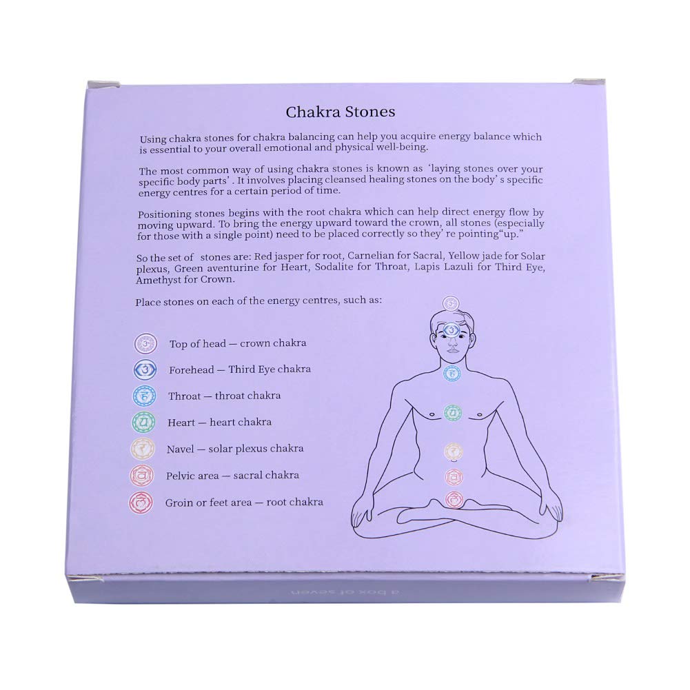 TGS Gems 7 Chakra Stones set - Reiki Healing Crystal With Engraved Chakra Symbols