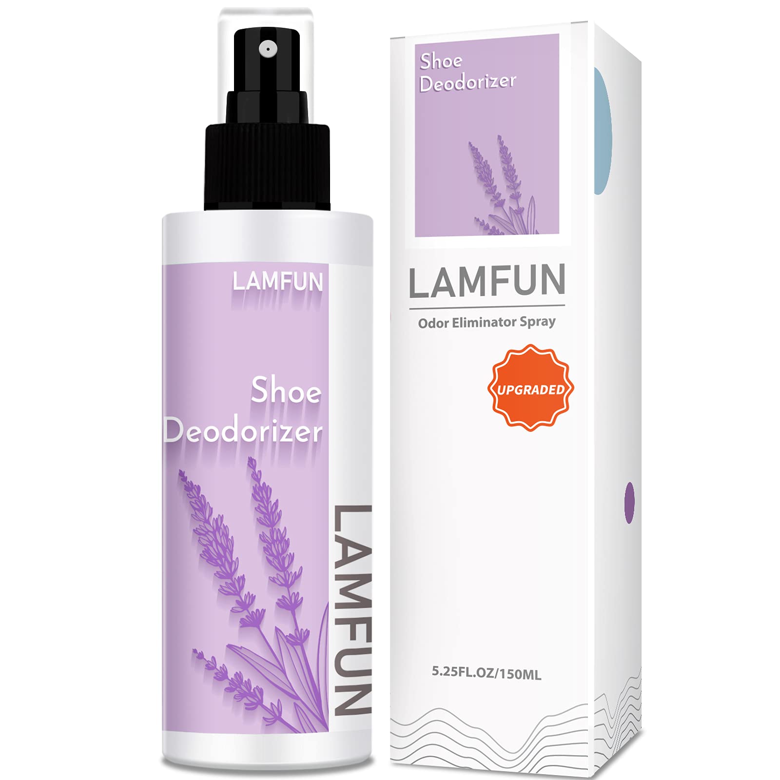 Shoe Odor Eliminator, Lamfun Deodorant Spray for Stinky Sneakers or Smelly Feet, Natural Shoe Deodorizer and Foot Deodorant Figh
