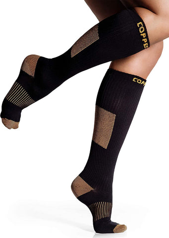 CopperJoint Copper Compression Socks for Women & Men - Diabetic Socks, Improves Circulation, Reduces Swelling & Pain - For Nurse