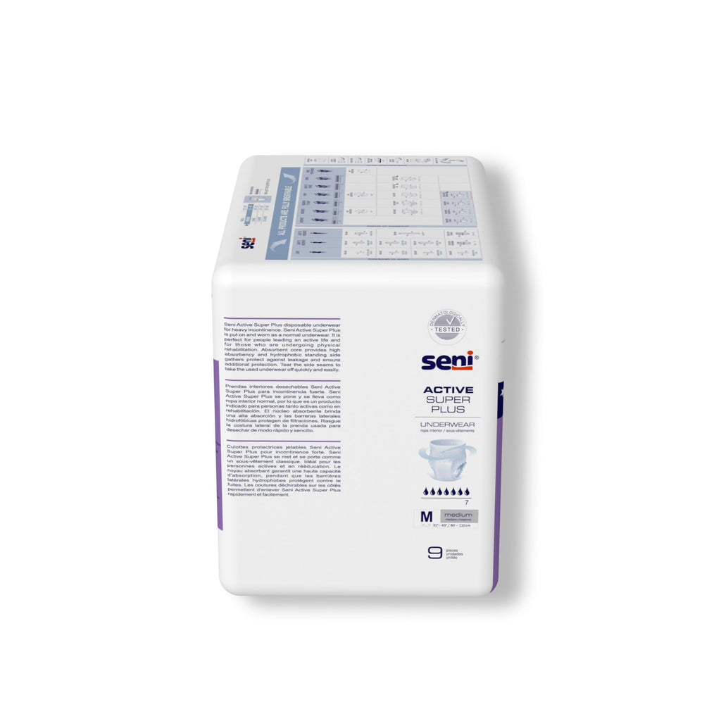 Seni Active Super Plus Disposable Underwear Pull On with Tear Away Seams Medium, S-ME09-AP1, Heavy, 36 Ct