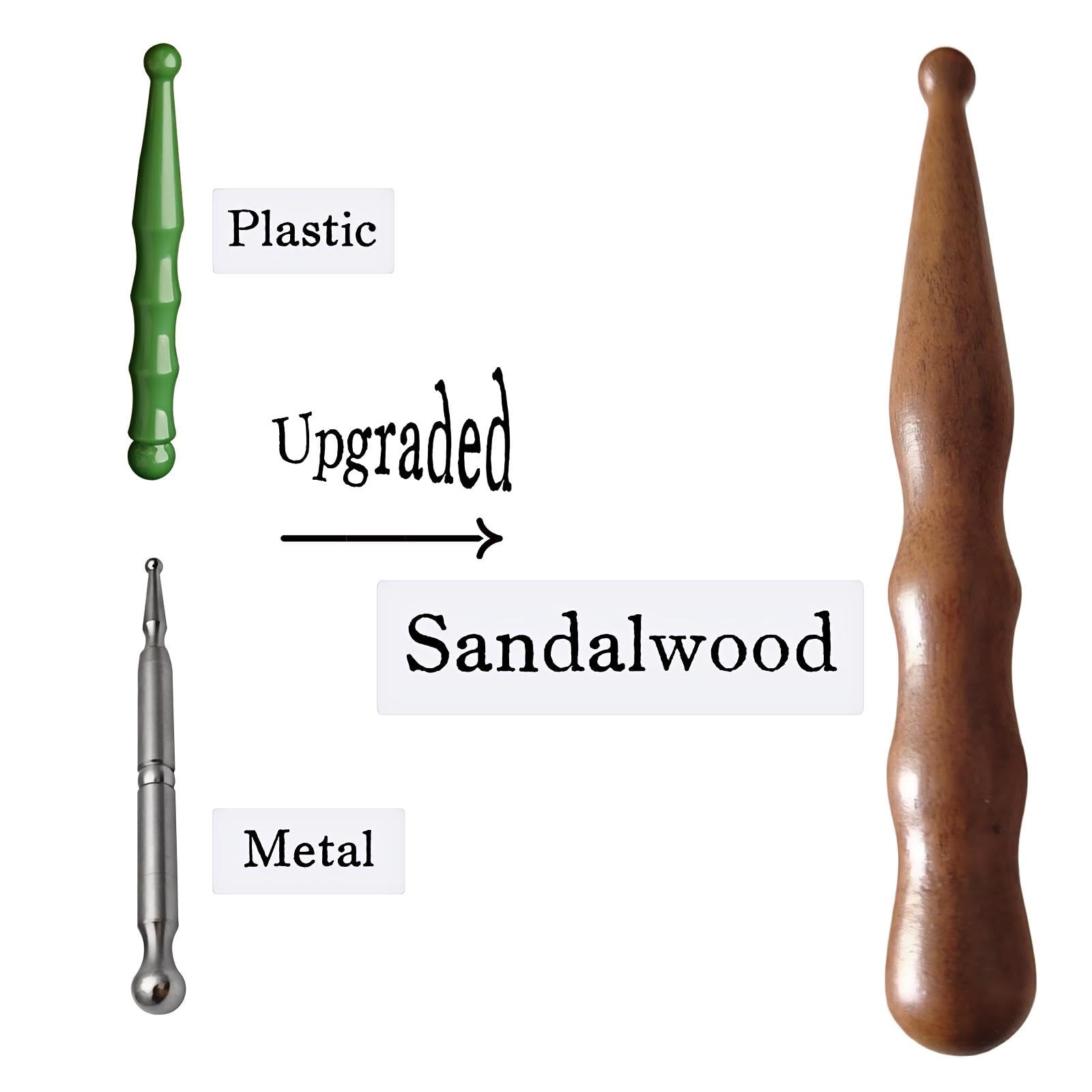 KINTEGOOD Sandalwood Acupoint Massage Pen, Traditional Wooden Acupressure Stick Reflexology Tool for Deep Tissue, Meridian Massa