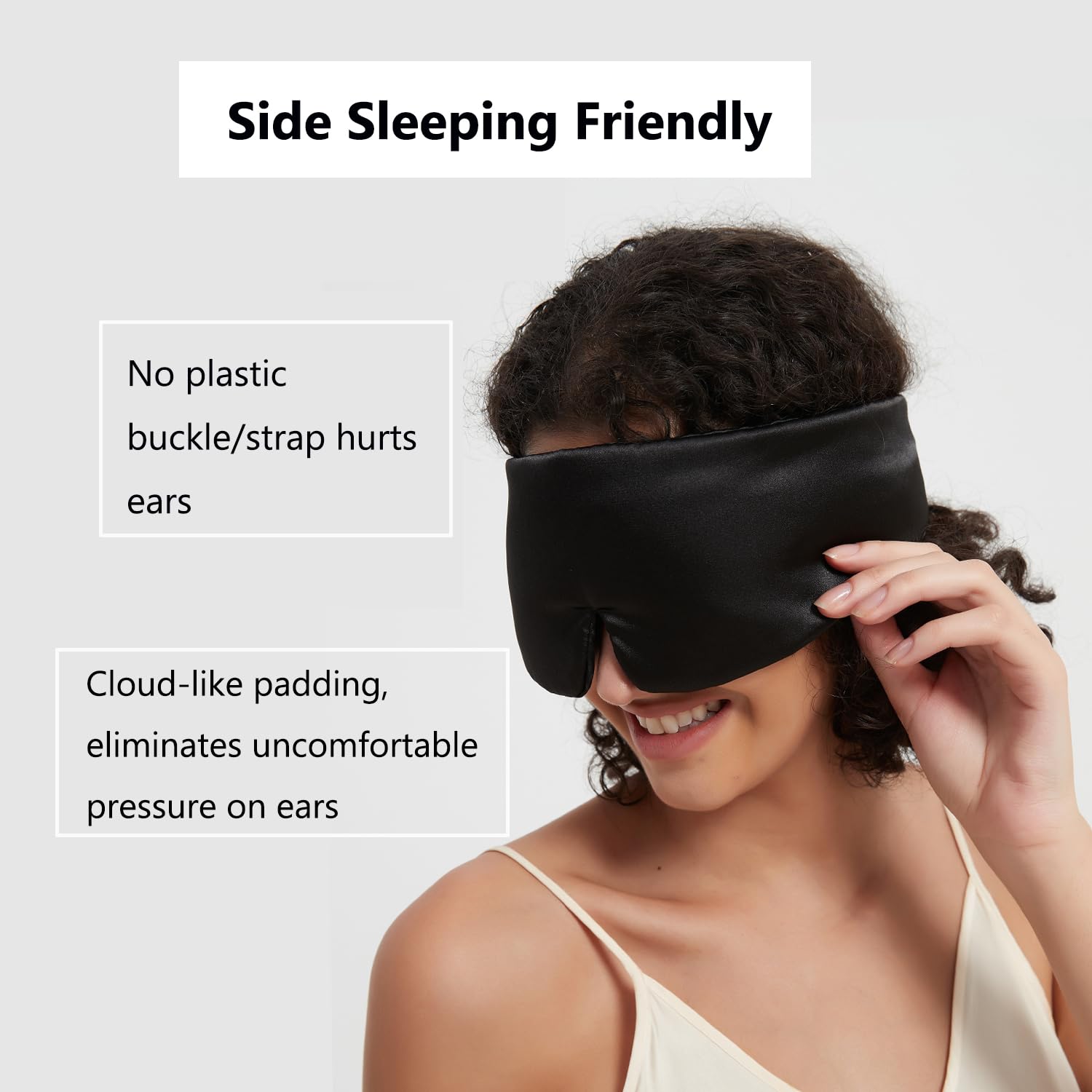 Wraparound Style ALASKA BEAR Silk Eye Mask, Wide Headband and Large Coverage Sleeping Mask for Sound-muffling, No Side Buckles o
