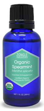 Organic Spearmint Oil by Zongle - 100% Pure Natural, Therapeutic & Food Grade for Facial Hair PCOS, Face, Facial Hair Removal, F