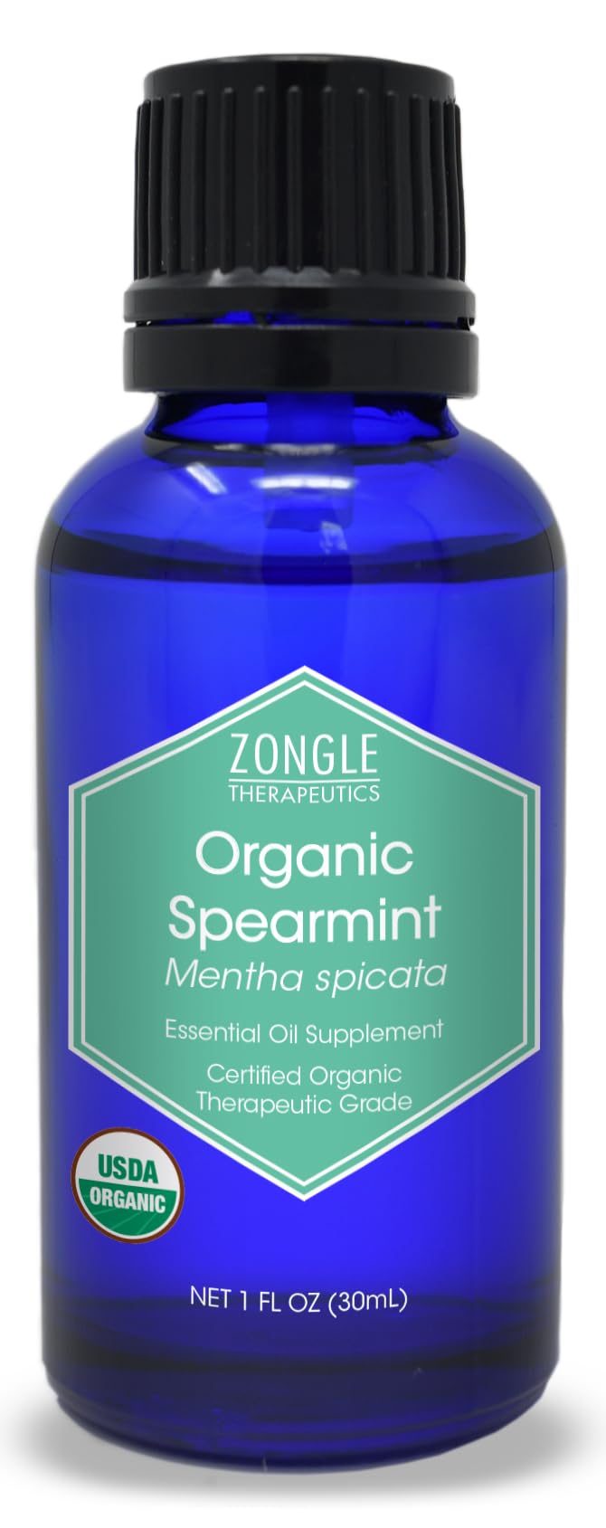 Organic Spearmint Oil by Zongle - 100% Pure Natural, Therapeutic & Food Grade for Facial Hair PCOS, Face, Facial Hair Removal, F