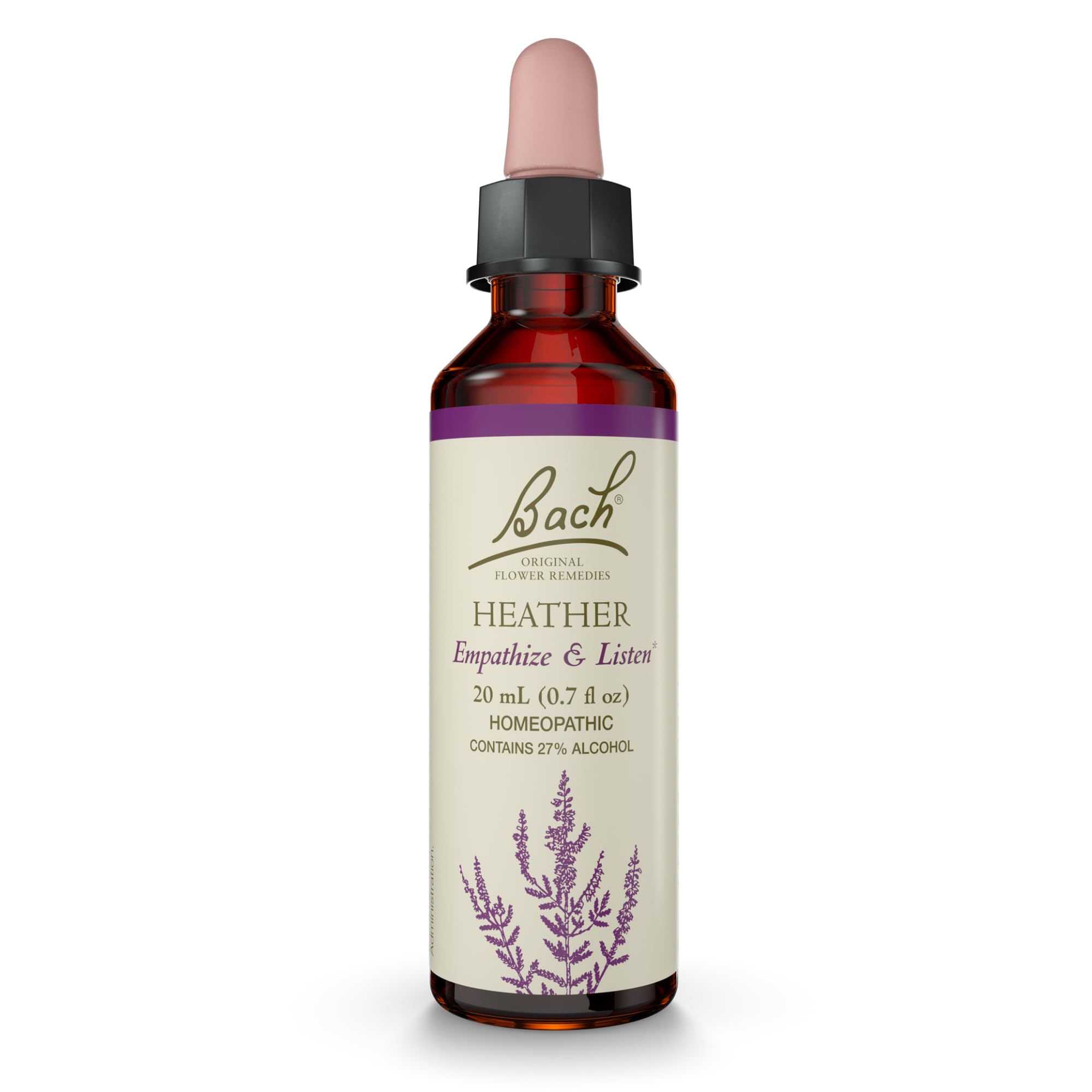 Bach Original Flower Remedies, Heather - Empathize & Listen - Natural Homeopathic Flower Essence for Emotional Balance - Vegan, 