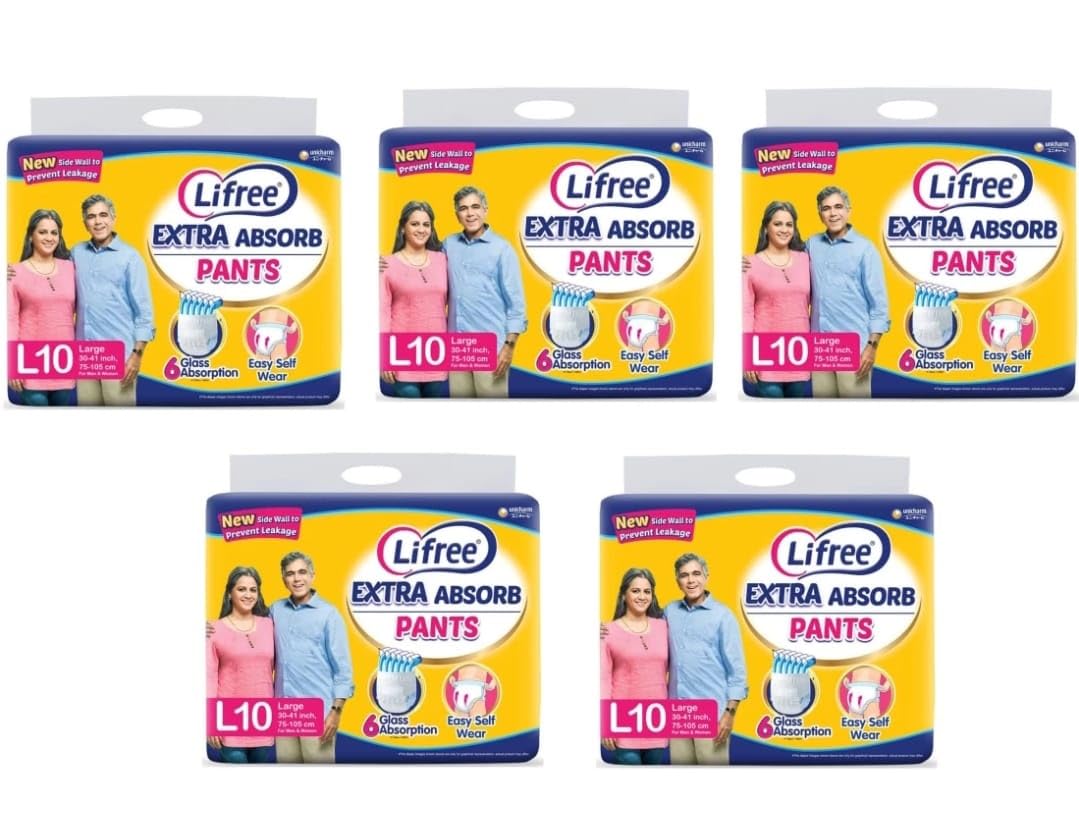 Lifree Adult Diaper Large Set Of 5 Packs (10 Pcs Each) Waist Size 3039 Inches