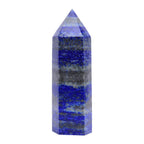 Runyangshi Blue Lapis Lazuli Natural Healing Crystal Wands Height 2-2.4, 6 Faceted Prism Wand Reiki Chakra Stone, Natural Quartz