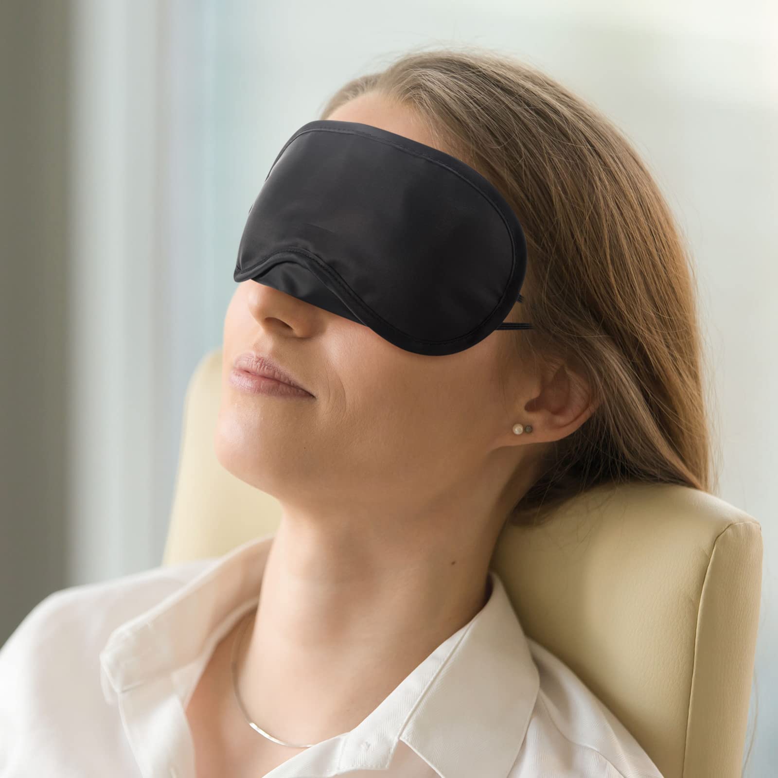30 Pieces Blindfold Eye Cover Sleep Mask for Games Party Sleeping Travel with Nose Pad and Adjustable Strap (Black)