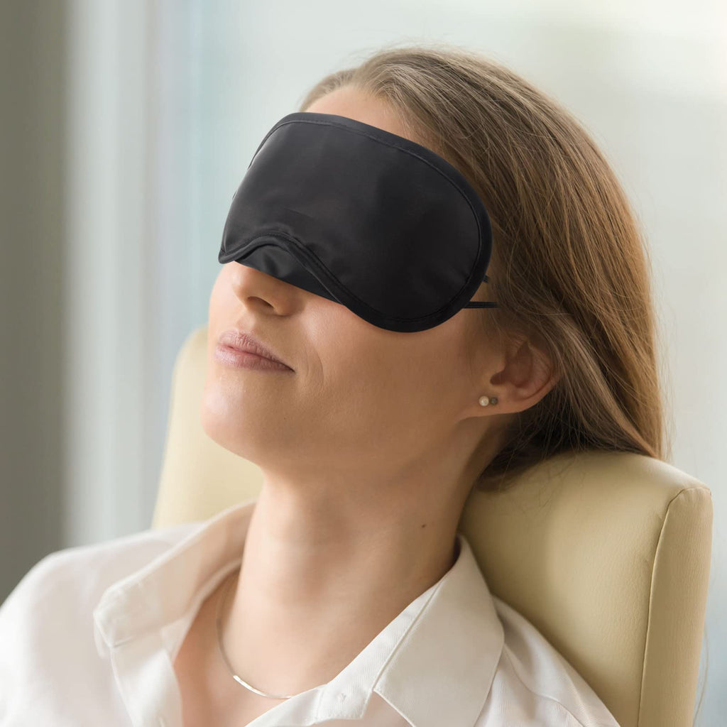 30 Pieces Blindfold Eye Cover Sleep Mask for Games Party Sleeping Travel with Nose Pad and Adjustable Strap (Black)