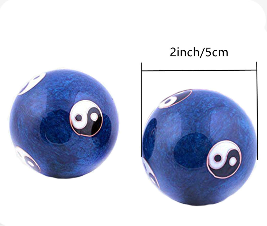 XMHF Cloisonne Yin-Yang Chinese Meditation Baoding Healthy Exercise Ball Blue 2Pcs