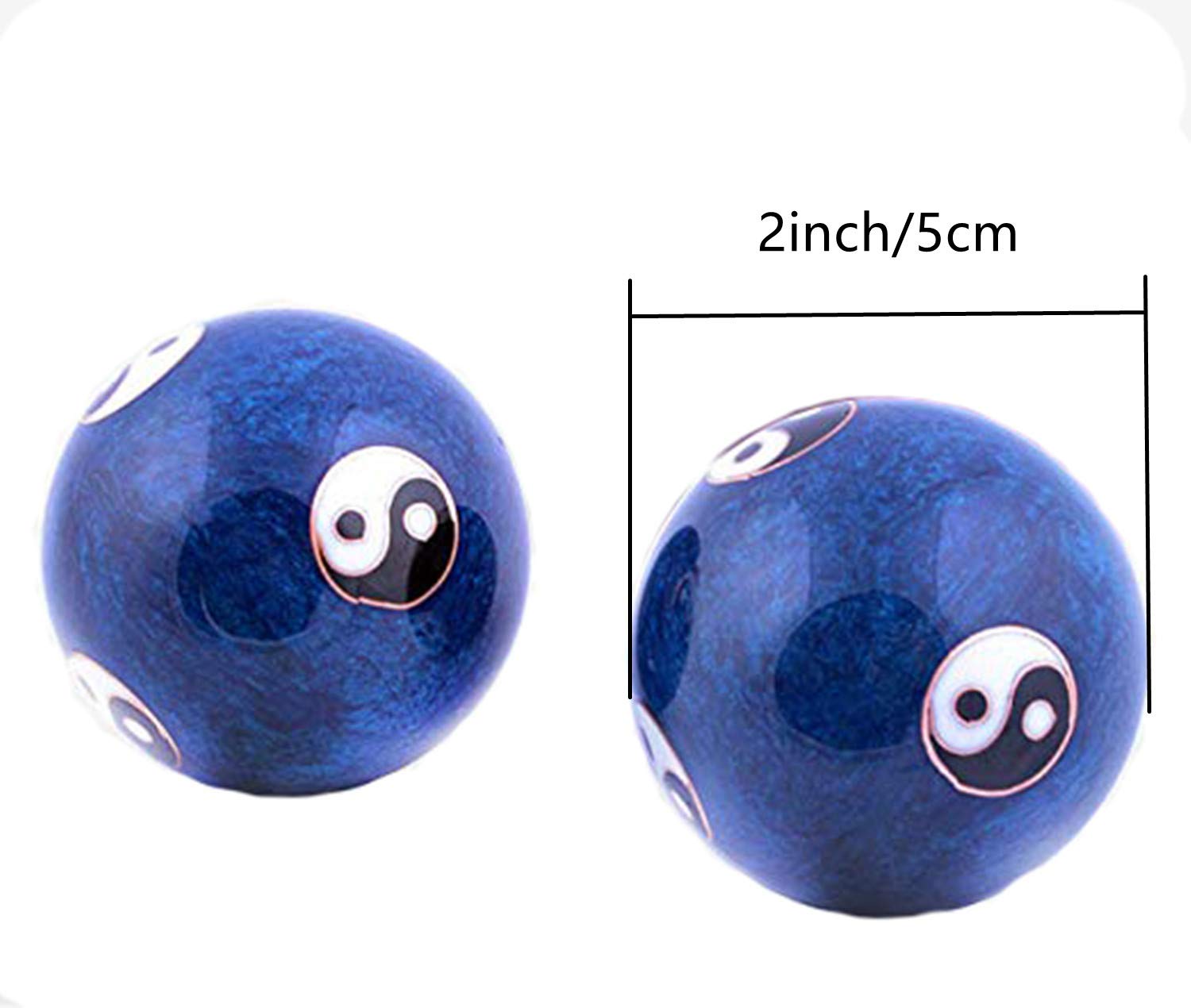 XMHF Cloisonne Yin-Yang Chinese Meditation Baoding Healthy Exercise Ball Blue 2Pcs
