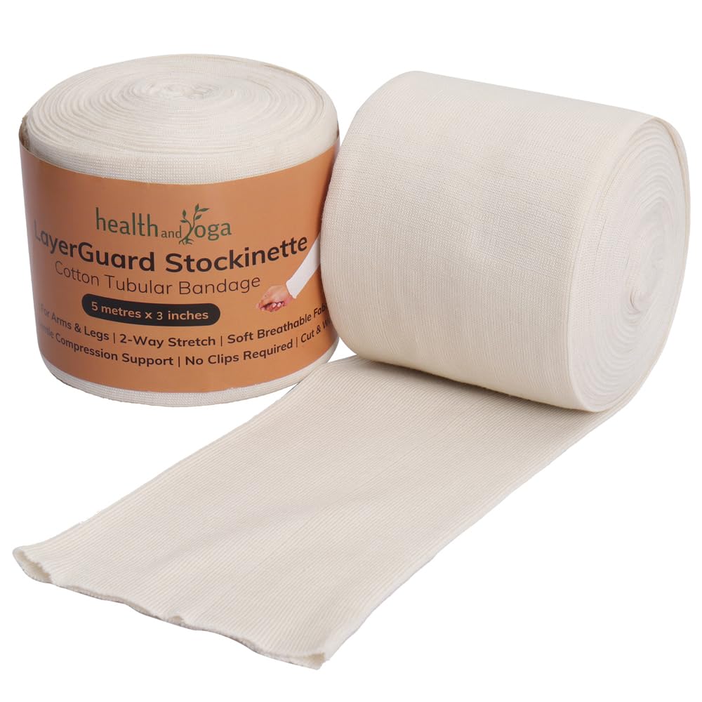HealthAndYoga LayerGuard Cotton Stockinette Sleeve Roll, Stretchable Raw Cotton - Comfort wear, Sweat Absorbent - Under - Over C