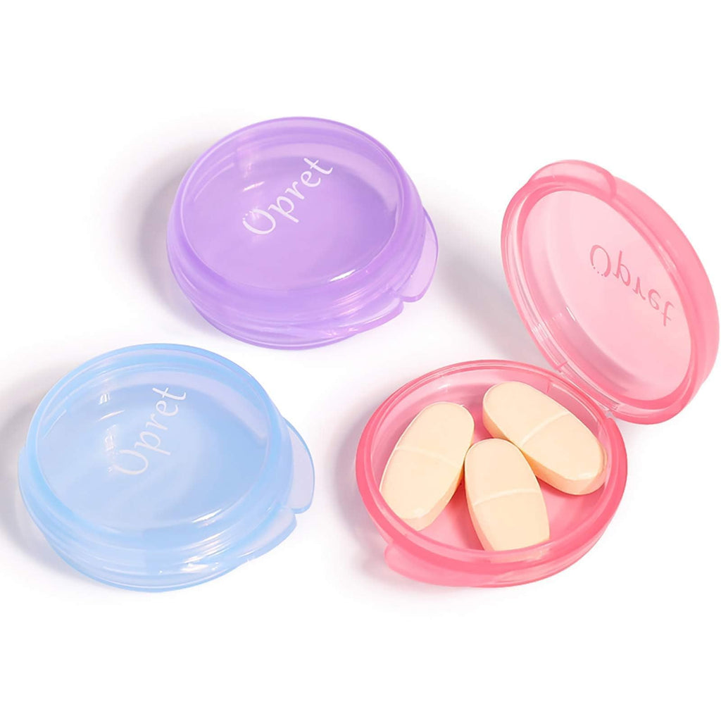 Opret Small Pill Box (3 Pcs), Cute Pill Case Portable for Pocket Purse Briefcase Travel Pills Box Medicine Storage Container Ear