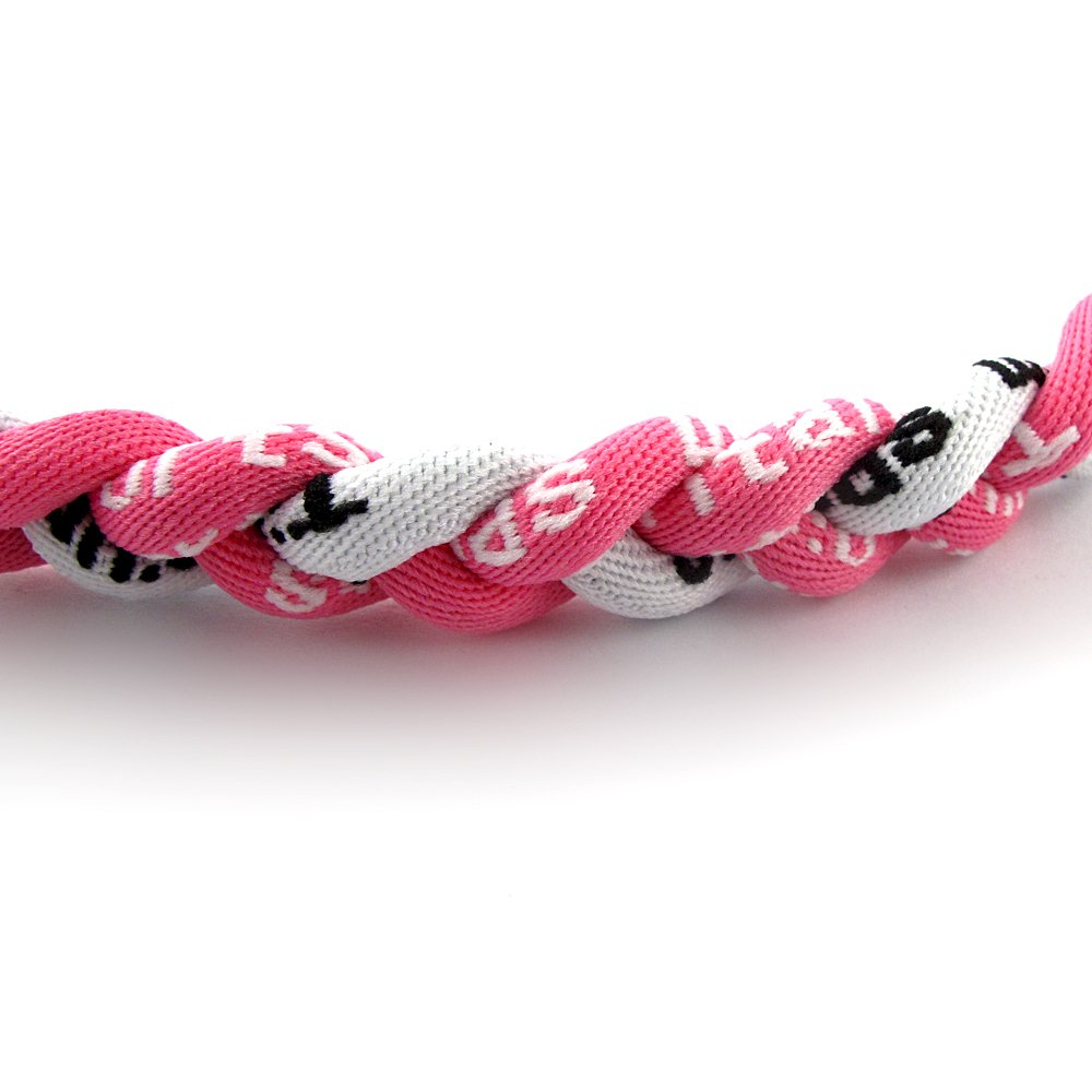 MapofBeauty 18 Three Braided Rope Sport Tornado Necklace (Pink/White)