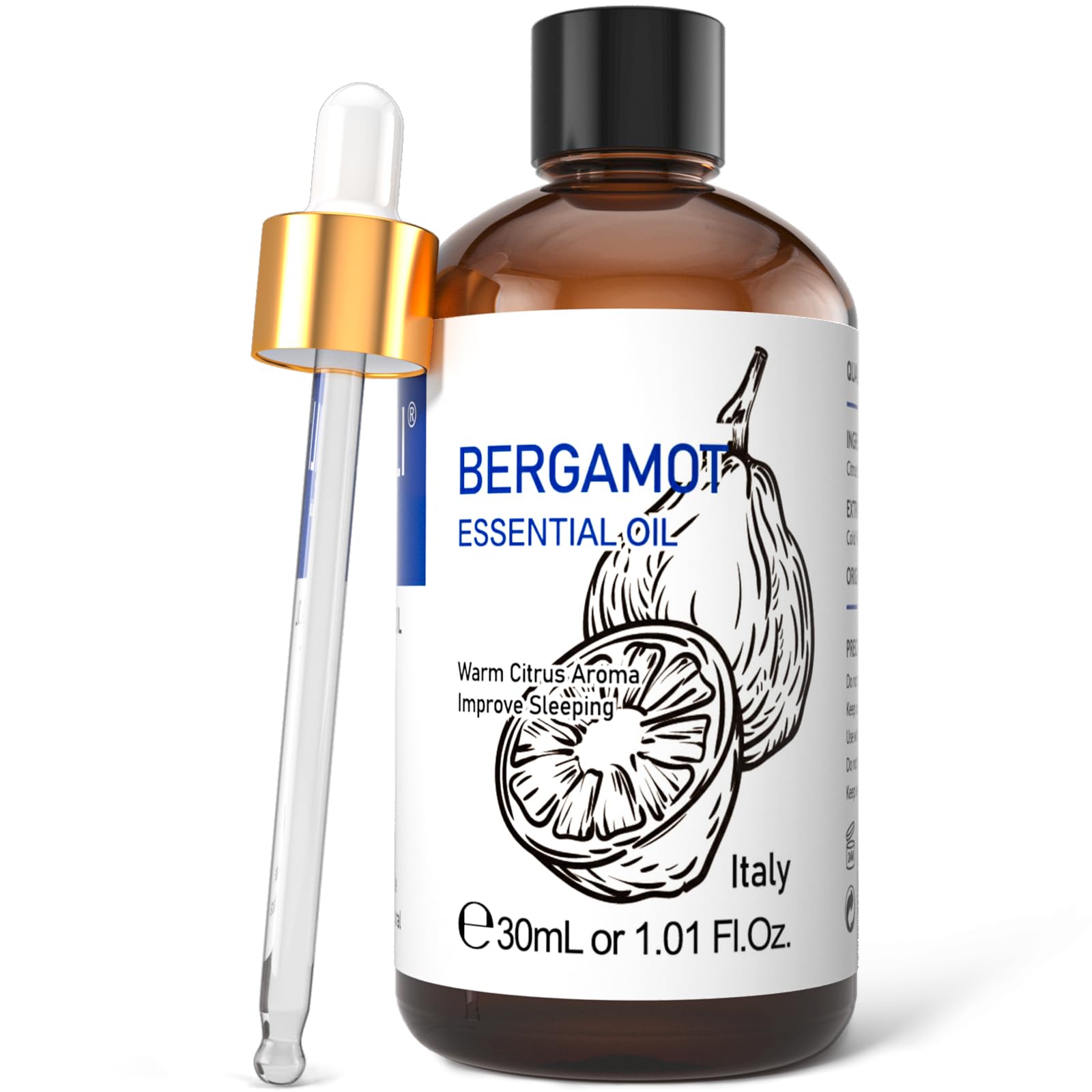 HIQILI Bergamot Essential Oil for Skin, Diffuser & Deodorize, 100% Pure and Natural - 1.01 Fl Oz