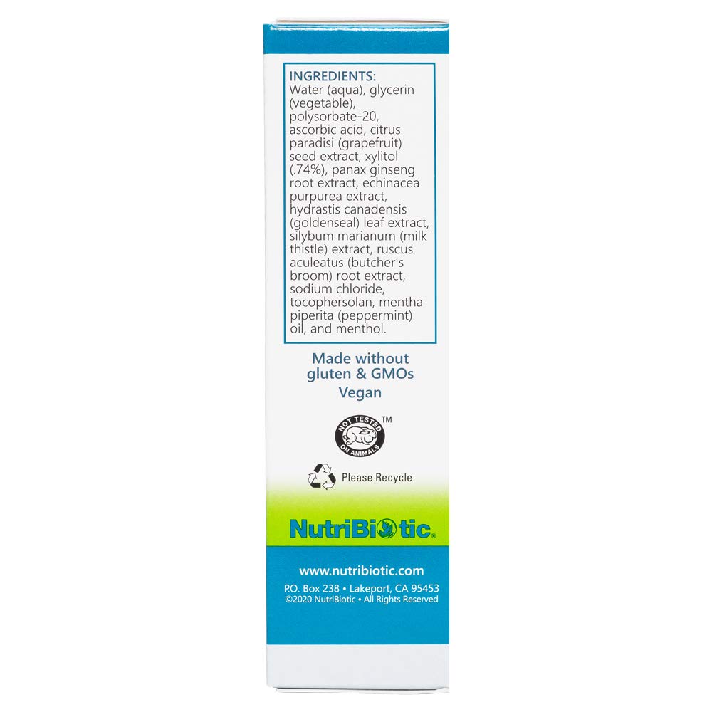 NutriBiotic Nasal Spray Plus | 1 FL OZ Nasal Lubricant Plus Grapefruit Seed Extract, Vitamin C, Peppermint & Botanical Extracts