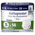 NorthShore GoSupreme Pull-On Incontinence Underwear for Men and Women, Small, Pack/14