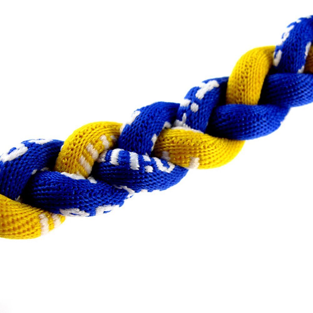 MapofBeauty 18 Fashion Three Braided Rope Sport Style Tornado Necklace (Royal Blue/Yellow)