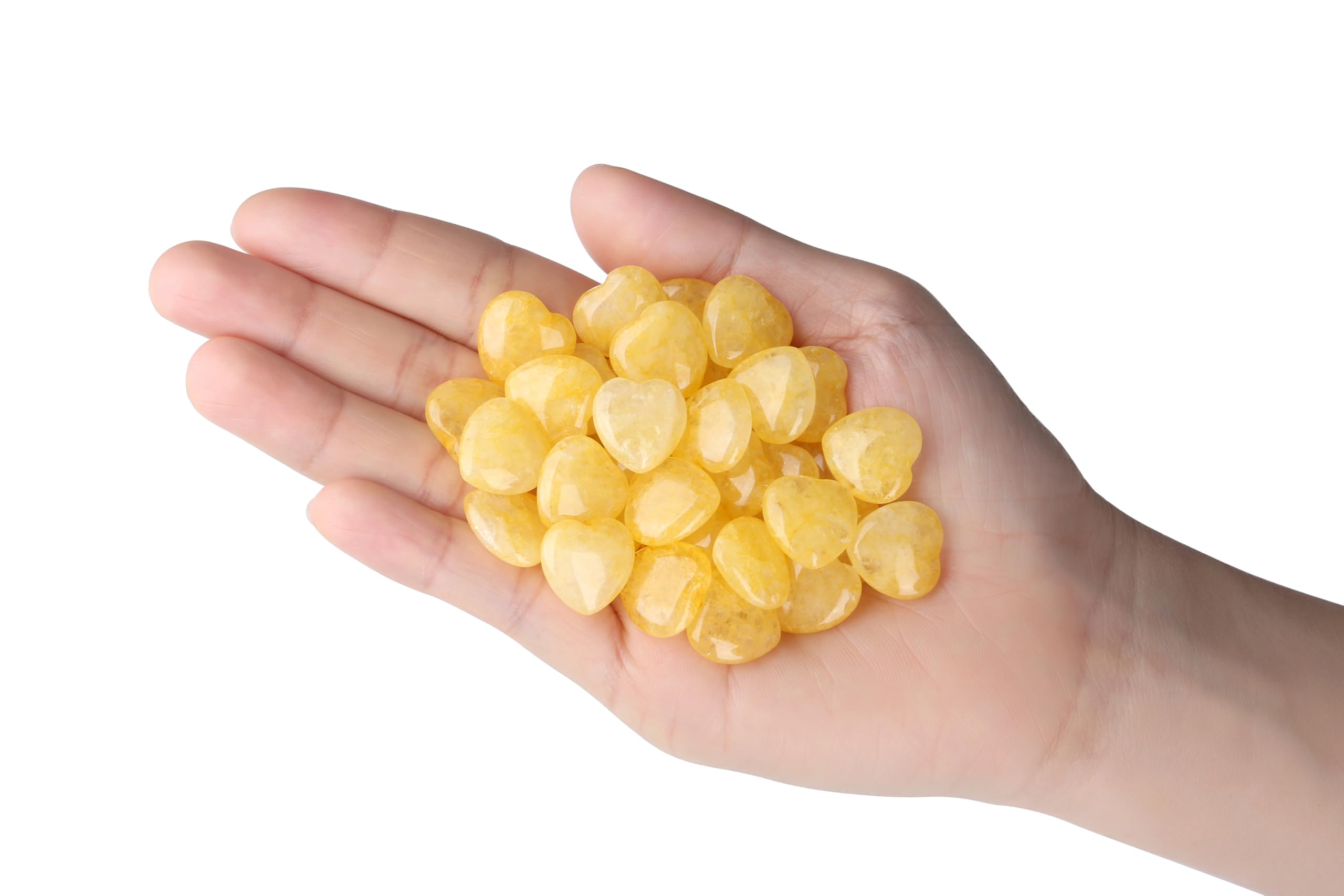 NUKAYAI 20PCS Citrine Heart Healing Crystals Set Stones Love Shaped Polished Crystal Cute Pocket Thumb Reiki Wholesale Set Gifts