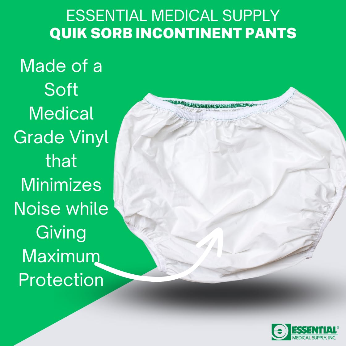 Essential Medical Supply Quik-Sorb Pull On Reusable Vinyl Incontinent Pants - 3 Pairs of Protectors Included, X-Large