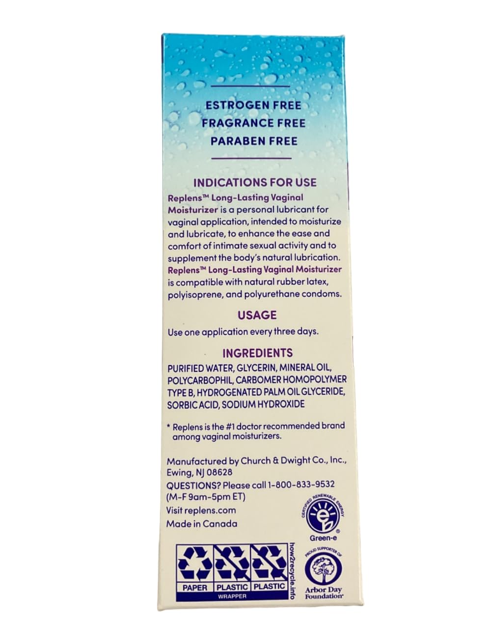 Replens Long-Lasting Vaginal Feminine Moisturizer 8 Prefilled Applicators