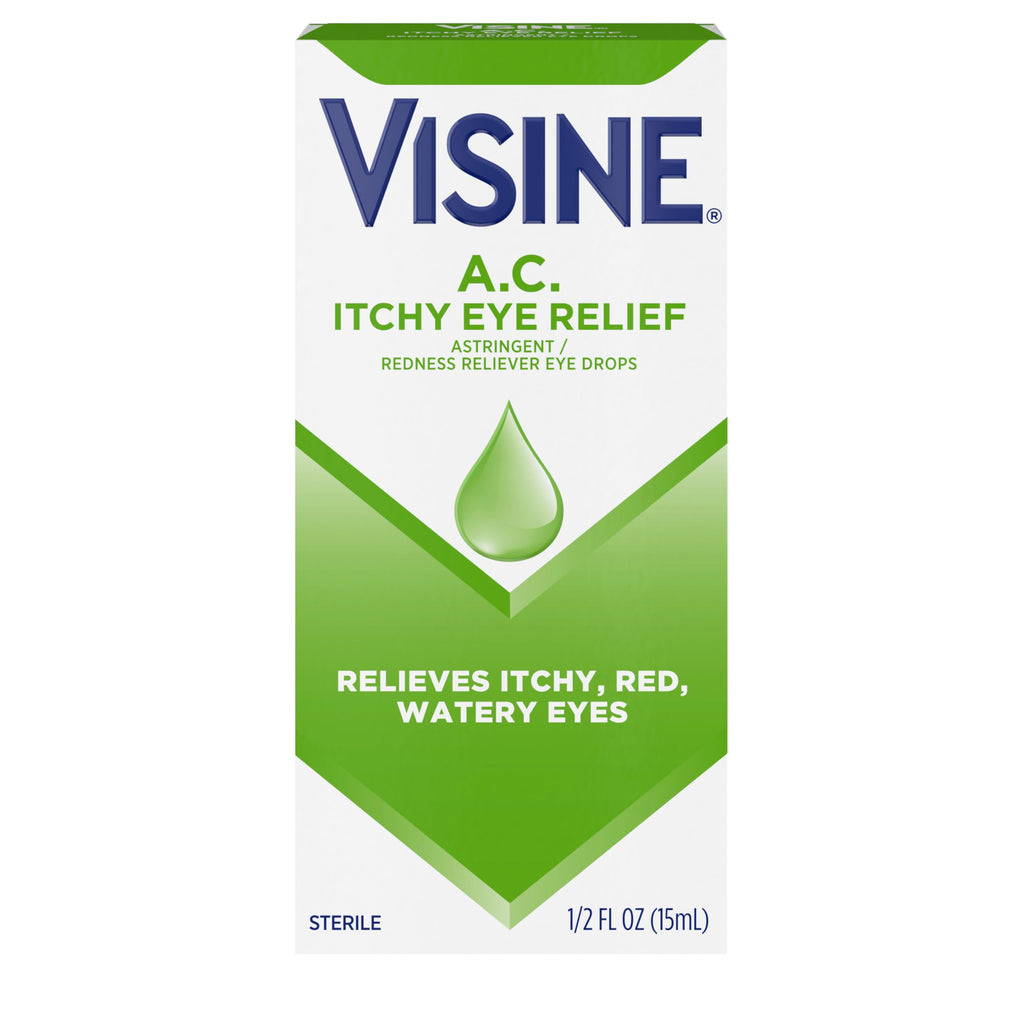 Visine A.C. Itchy Eye Relief Eye Drops with Astringent Zinc Sulfate & Redness Reliever Tetrahydrozoline HCl for Relief of Red, I