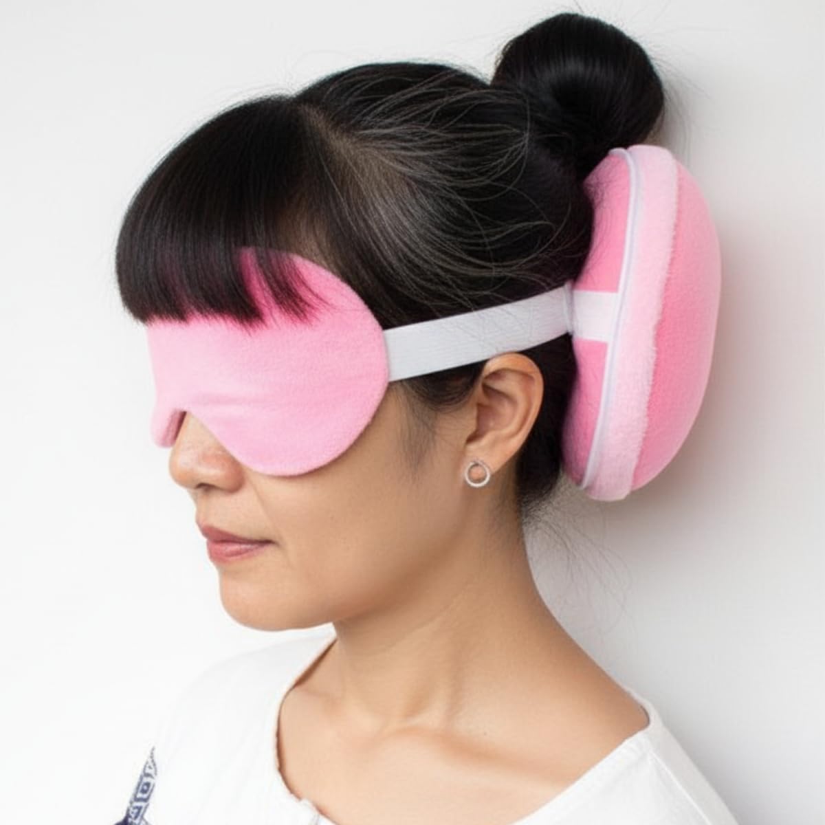 Kevim 2 In 1 All In One SleepFriendly Mousse Macaron Eye Mask Pillow With Integrated Neck & Lumbar Support, Cute Stylish Travel