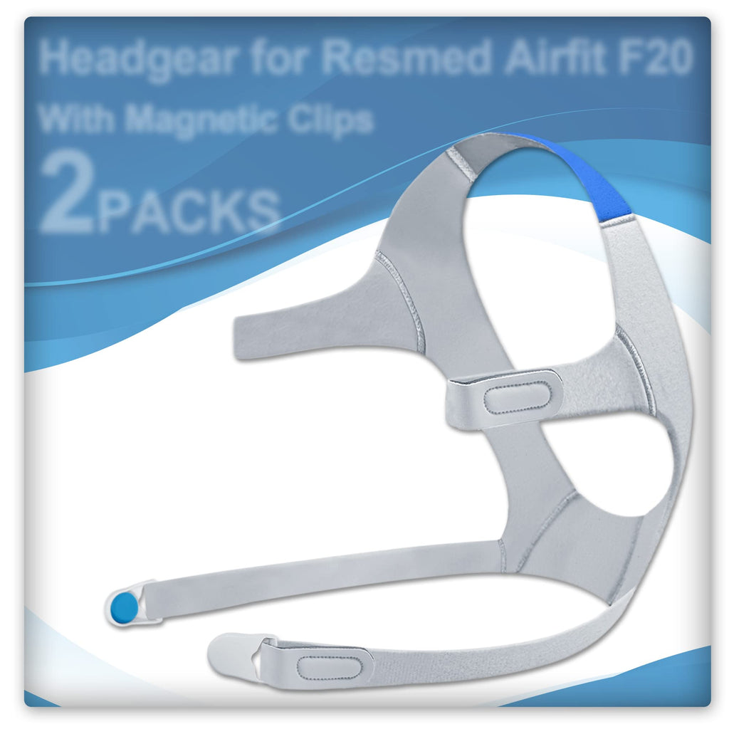 2Packs Replacement CPAP Headgear for Airfit F20 with Clips & Hook, 2Packs Replacement Headgear Compatible with AirFit F20(Standa