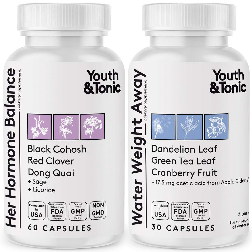 Youth & Tonic Water Retention Pills for Women and Hormone Balance Capsules for Swelling & Loss of Water and to Maintain Healthy 