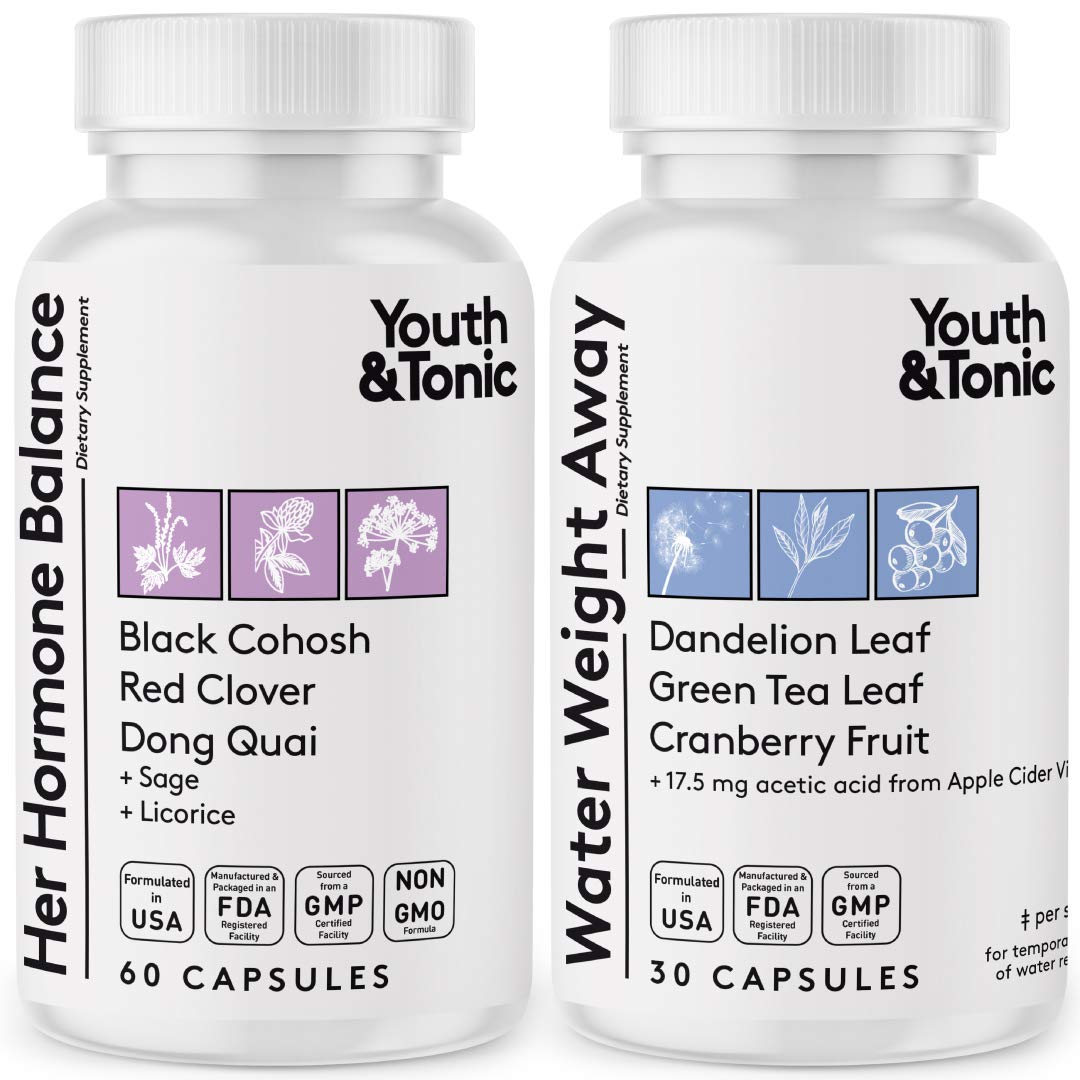 Youth & Tonic Water Retention Pills for Women and Hormone Balance Capsules for Swelling & Loss of Water and to Maintain Healthy 