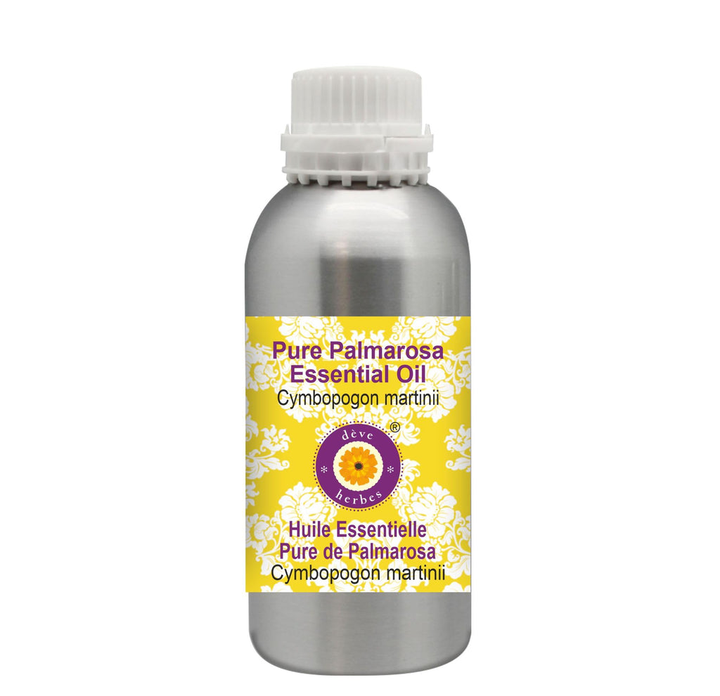 Deve Herbes Pure Palmarosa Essential Oil (Cymbopogon martinii) Steam Distilled 630ml (21 oz)