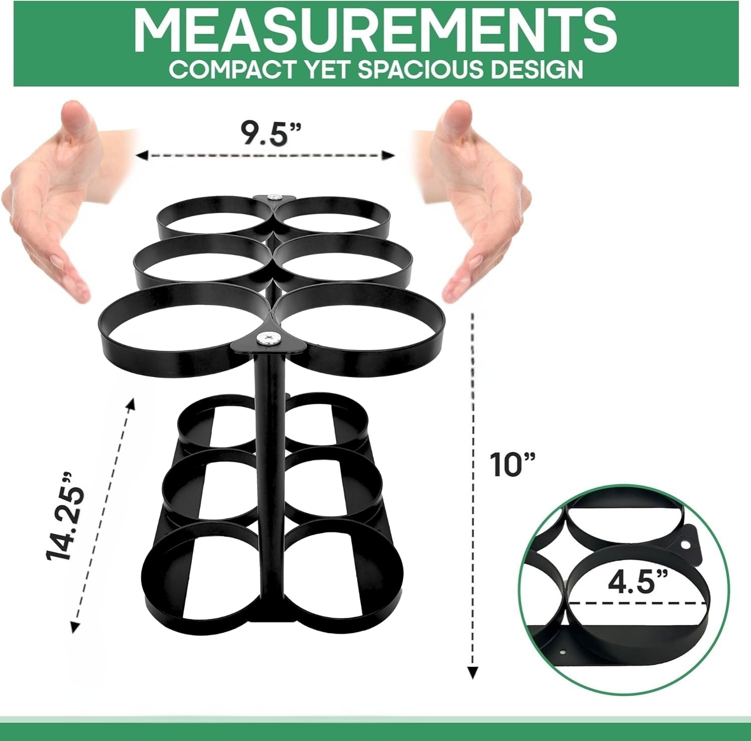 KOKAND Detachable Oxygen Tank Holder (6) for E, D, M9/C Size Cylinders - Heavy Duty Metal Storage Rack - Portable Oxygen Tank Ca