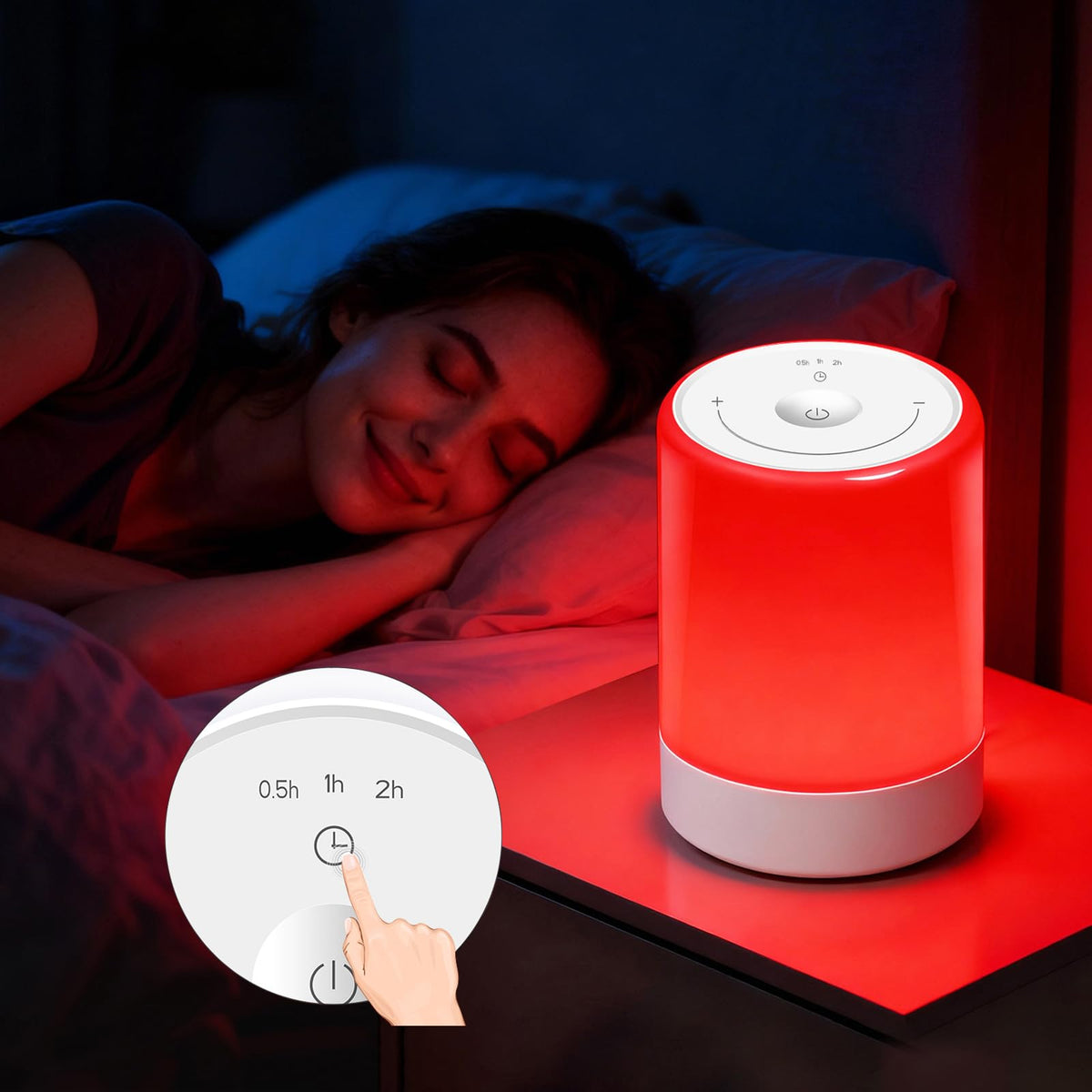 Red Light Therapy Sleep, Red Night Lights With 670nm Wavelength, Touch Control with 3 Distinct Color Modes, For Support Deep Rel