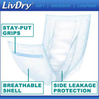 LivDry Incontinence Pad Insert Long Length, Protection for Men and Women, Extra Absorbency with Odor Control (240 Count)