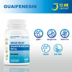 Puregen Labs Mucus Relief 12 Hour Extended Release Guaifenesin 600mg High Potency | Value Size 200 Count | Chest Congestion Expe