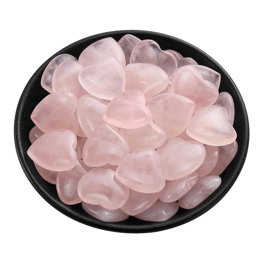 Nvzi Tumbled Polished Natural Rose Quartz Heart Stones, Crystals and Healing Stones Quartz Bulk for Wicca, Reiki, Healing Energy