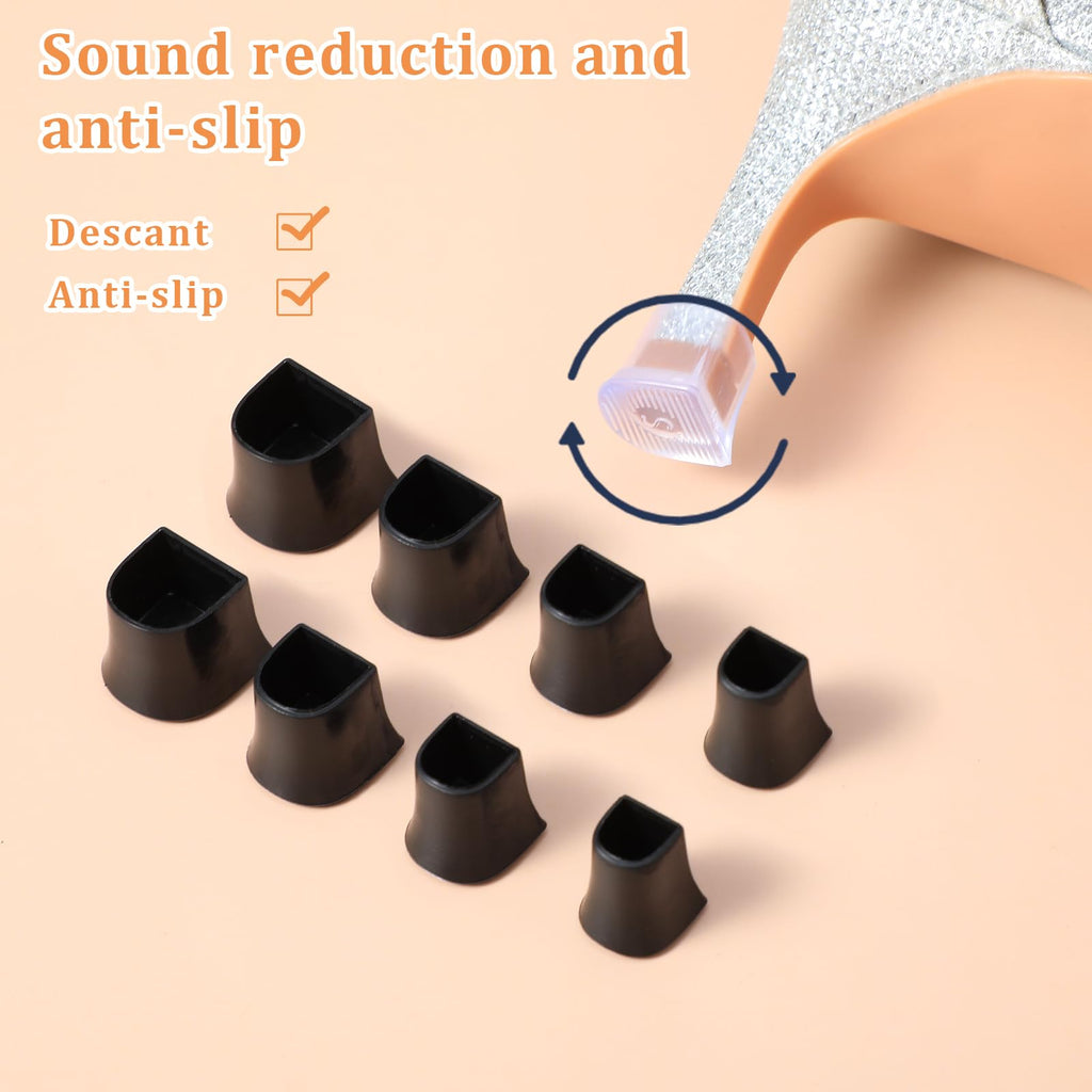 COMNICO 8 Pairs High Heel Protectors Heel Caps Shoes Replacement Tips Pin Non-Slip Anti-Noise Stiletto Heel Stoppers Covers Sile