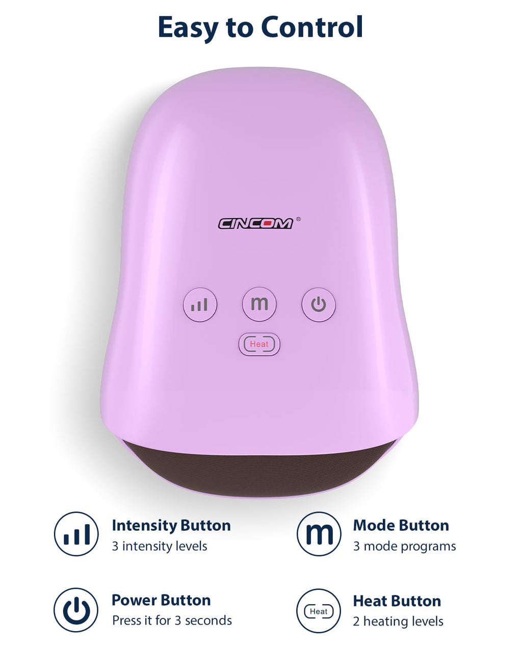 CINCOM Hand Massager - Cordless Hand Massager with Heat and Compression for Arthritis and Carpal Tunnel, Gifts for Women(Purple)